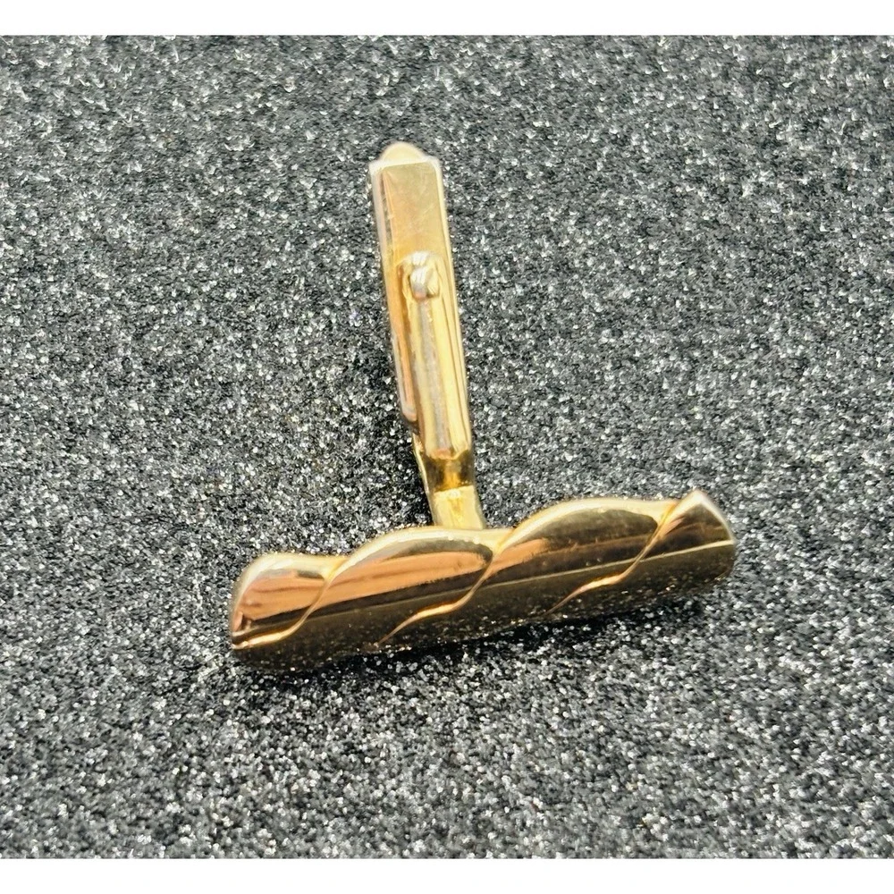 Vintage Swank Gold Tone‎ Cufflinks Tie Bar Set Mens Mid Century Classic Formal